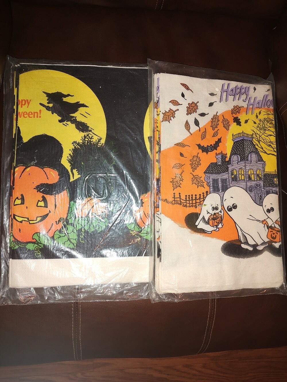 Vintage C.A. Reed Paper Halloween Tablecover Lot of 2 Rectangular. 4'4" x 8'